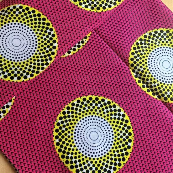 Afrikanischer Wax Print Stoff Baumwolle PINK CIRCLE